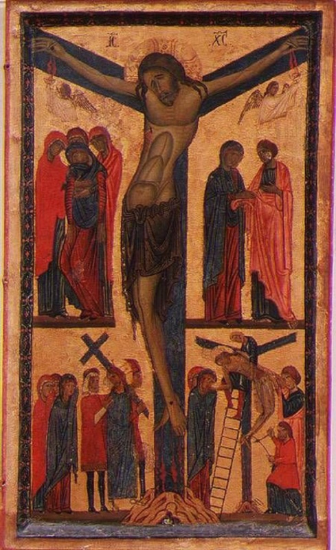 Crucifixion with Mourners, Christ on the Road to Calvary and Deposition